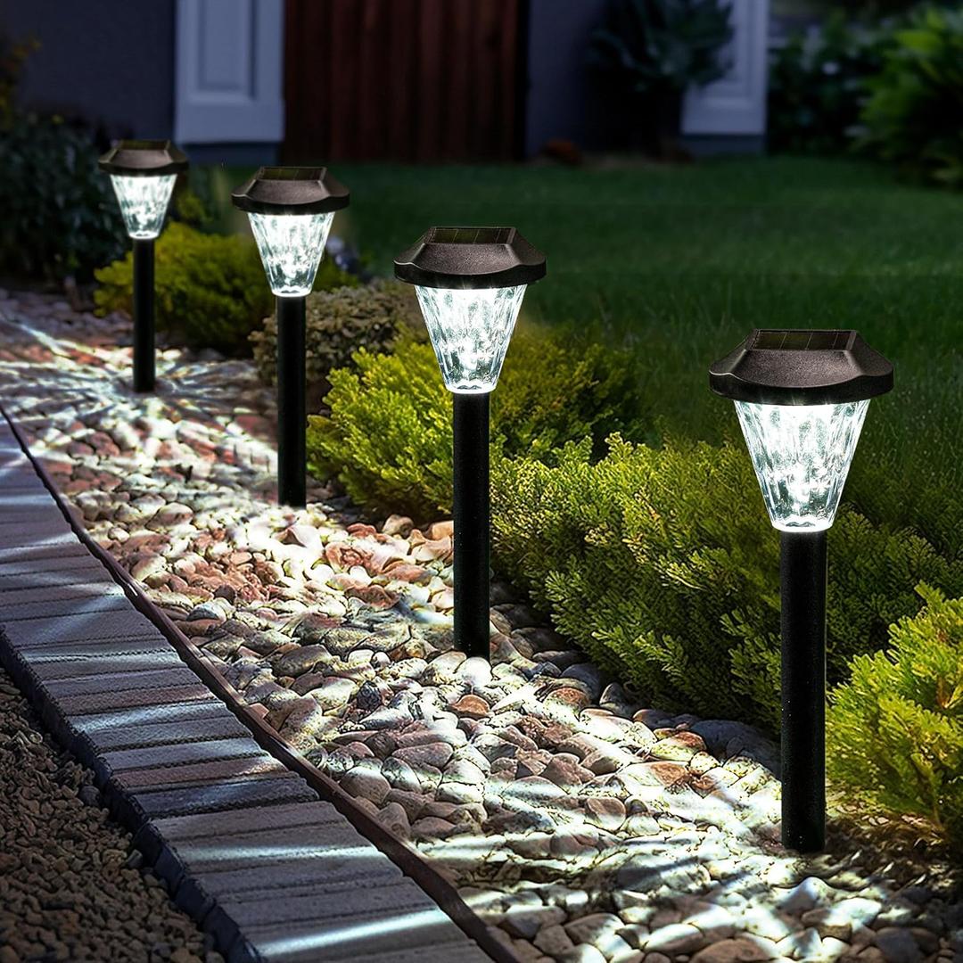 GIGALUMI 8 Pack Solar Lights Outdoor Waterproof, Outdoor Solar Lights for Yard, Solar Garden Lights, Yard Decorations Outdoor for Pathway, Patio, Garden, Driveway, Lawn, and Landscape(Cold White)