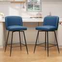 Pellebant 27 Inch Swivel Bar Stools Set of 2 Counter Height Barstools with Back Faux Leather Kitchen Island Chairs for Home Counter Kitchen and Dining Room Furniture, Blue, 2 PCS - 27" Counter Height