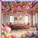 Frienda 300 Sheets Colorful Paper Chains Strips and 492 ft Crepe Paper Streamers, 52.8ft Gold Star Garlands Backdrop for Wedding Birthday Party Decorations DIY Crafts (Rainbow, Colorful)