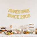 2 x Pre-Strung Awesome Since 2008 Gold Glitter Banner, Happy 18th Birthday Decorations for Girl, 18 Year Old Anniversary Party Decor for Boy