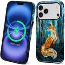 Magnetic Phone Case for iPhone 17 Pro,Compatible with MagSafe,Durable 2 Layers Full Covered Shockproof Protective Cover-Glassy Forest Fox