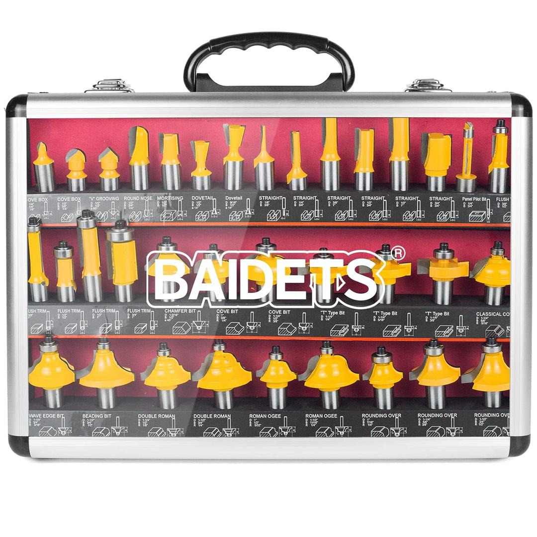 Router Bits Set 1/2 Shank - BAIDETS 35 PCS Router Bit Made of 45# Carbon Steel C3 Alloy Blade for Professional and Beginners Carpenter Woodworking Projects, Model: BRT1235R