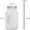 Smoothie Tumbler Glass with Lid and Stainless Steel Straw, Regular Mouth Mason Jars, Tea Cups, Travel Mug, Ideal for Juice, Milk (Pack of 2)