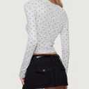 Women Polka Dot Long Sleeve Crop Tops Slim Fit Crew Neck Casual T Shirts Fall Basic Going Out Top (Black, M)