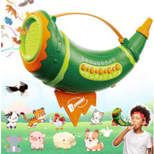Outdoor Discovery Animal Caller for Kids Toddlers, Hunting Toys with 2 Modes & 30 Realistic Animal Sounds, Toys with 8" Horn and 5-Level Lights, Early Learning for Boys Girls 