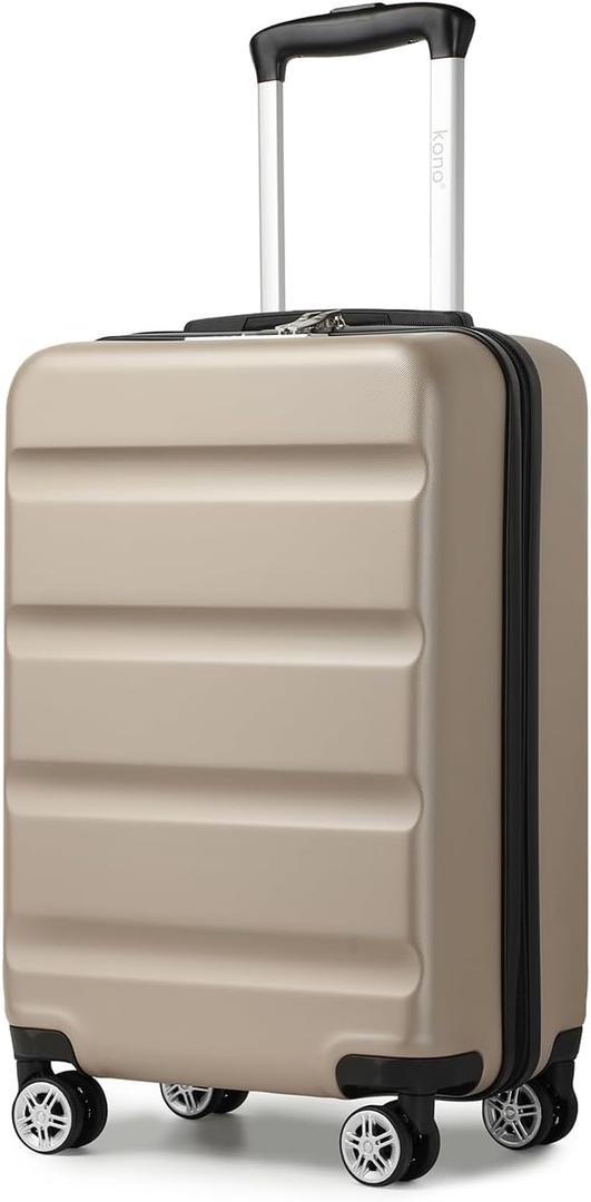 Kono Carry On Luggage 22x14x9 Airline Approved Lightweight Small Travel Suitcase with Spinner Wheels Hard Shell TSA Carry-On Gold