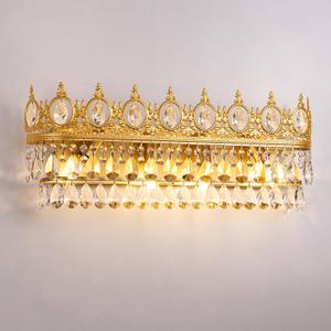 TOCHIC Bathroom Vanity Light Fixtures Over Mirror 4 Lights Gold Crystal Bathroom Wall Light Fixtures Indoor Dimmable, Farmhouse Vintage Sconces for Mirror Cabinets, Powder Room, Bedroom, 24.5 L