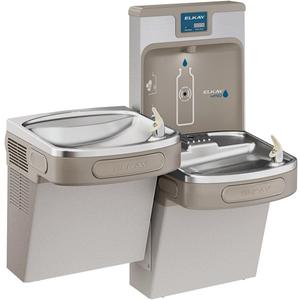 Elkay LZSTL8WSLK Filtered Bi-Level Fountain & EZH2O Bottle Filler, Lt. Gray 120V