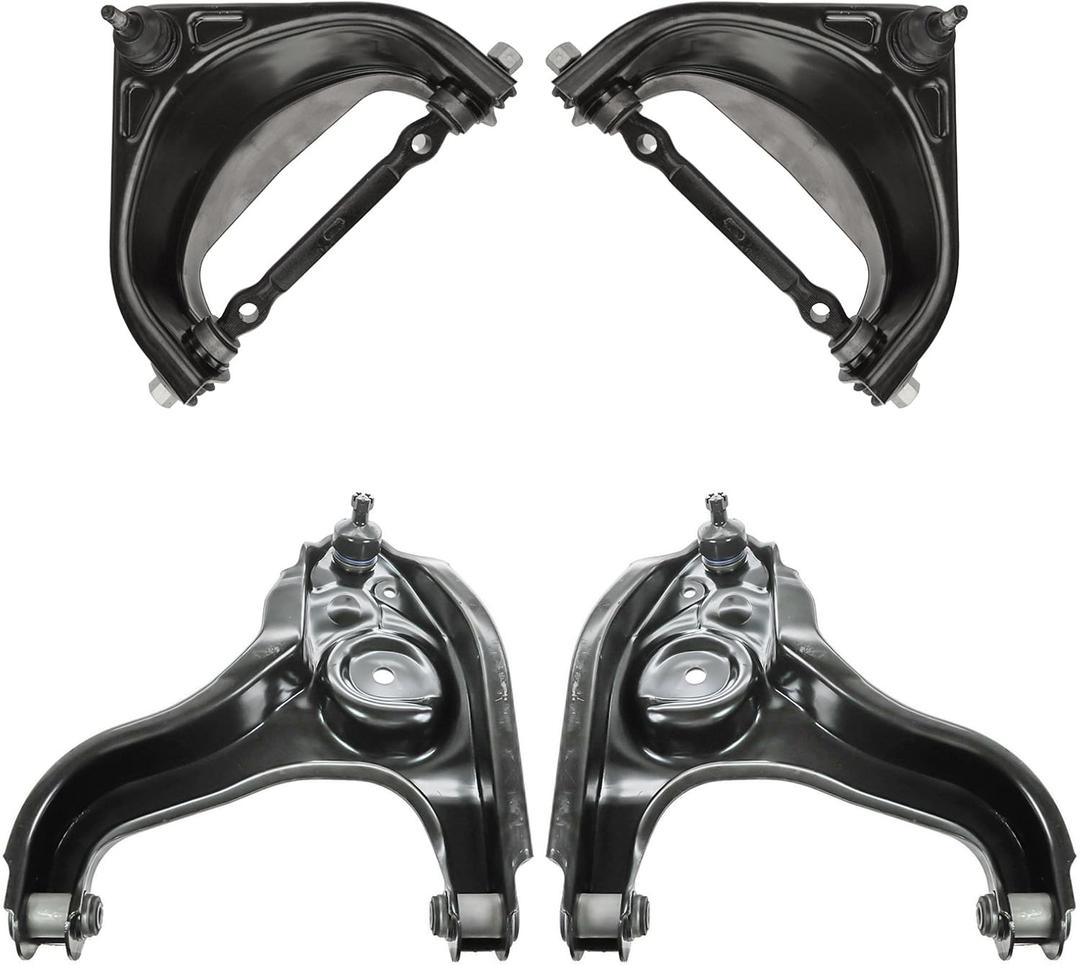 TRQ Front Upper & Lower Control Arm with Ball Joint Set Compatible with 1994-1999 Dodge Ram 1500 RWD K620480 K620481 MS20376 MS20377 520-329 520-329