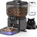 Automatic 6L Cat and Dog Feeder - Pet Feeder with WiFi and Smart Control via App - for Cats and Small Dogs, Auto Timed Food, Stainless Steel Bowl, Dual Powered, 12-Day Battery Life After Power Off (Graphite Black)