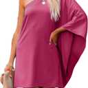 Jhsnjnr Women's Short Wedding Guest One Shoulder Dresses Formal Batwing Sleeve Club Party Cocktail Dress (Pink) Small