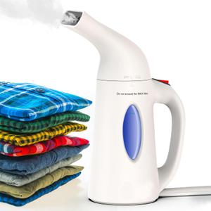 Steamer for Clothes, Handheld Garment Steamer, Portable Clothes Steamer Remove Wrinkle, Ideal for ALL Fabrics, 12 minutes Continuous Steam, One button Design, Easy to Use, mini (White)