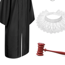 Judge Costume Accessory Robe Lace False Collar Plastic Gavel Round Glasses for Halloween Cosplay Party Favor, Size 36