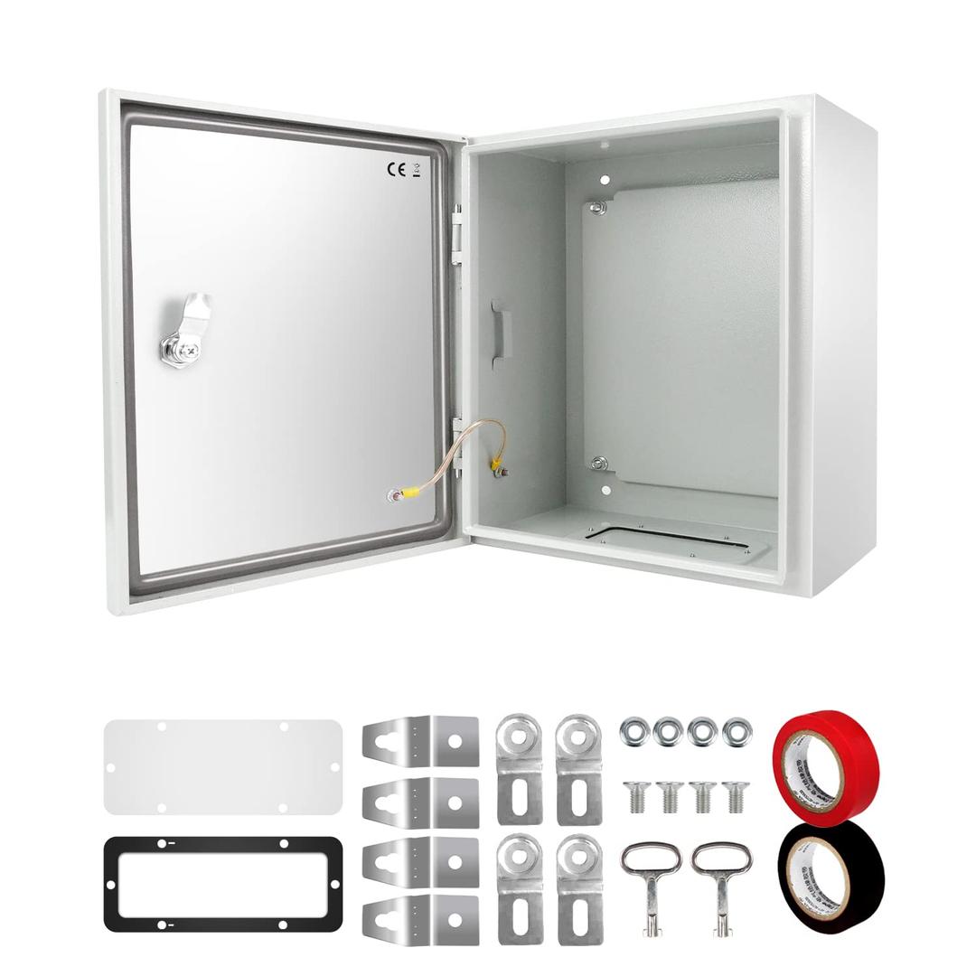 Outdoor Electrical Box, Steel Junction Box 12 x 10 x 6'', NEMA 4X Electrical Enclosure Box IP66 Waterproof & Dustproof, Universal Electrical Project Box with Lock & Mounting Plate