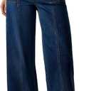 Sidefeel Womens Wide Leg Jeans High Waisted Stretchy Straight Leg Baggy Denim Pants (10, Bluing)