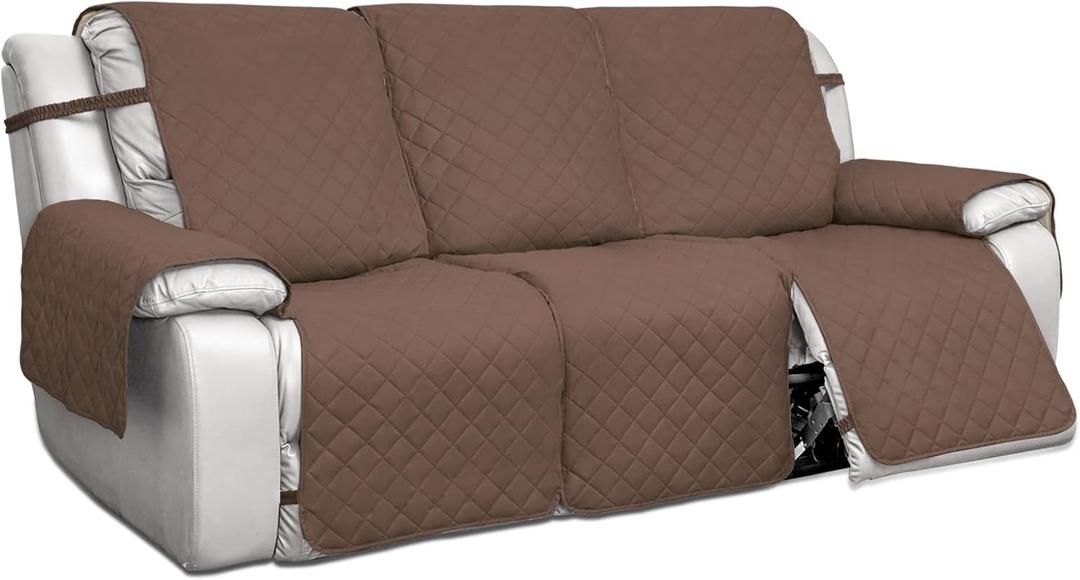 PureFit Water Resistant Reversible Sofa Covers for Reclining Sofa 3 Seat - Non Slip Split Recliner Couch Cover for 3 Cushion Couch, Washable Furniture Protector for Kids, Dogs