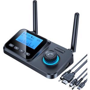 Bluetooth Transmitter for TV to 2 Headphones with HiFi ARC Low Latency, Bluetooth Transmitter Receiver LCD Display Adjustable Volume, AUX/Optical/Coaxial Audio Receiver for Home Stereo KAIY