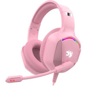 Gaming Headset with Microphone for Pc, Xbox One Series X/s, Ps4, Ps5, Switch, Stereo Wired Noise Cancelling Over-Ear Headphones with Mic, RGB, for Computer, Laptop, Mac, Nintendo (Pink)