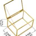 Glass Jewelry Box, Vintage Small Gold Keepsake Box Organizer Box Vanity Lidded Box Home Decor Accent Decorative Box for Storage Trinket Rings Bracelet 1