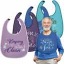 Zhanmai 4 Pcs Funny Adult Bibs for Women Elderly Men Adjustable Washable Dining Clothing Protectors Gifts for Eating Feeding