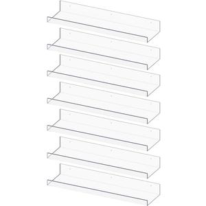 RLAVBL 7 Pack Acrylic Shelves, 15" Floating Wall Shelves for Bedroom, Living Room, Bathroom, Kitchen Storage