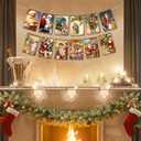 3 x Christmas Banner Vintage Xmas Decor Paper Banner Sign Xmas Home Office Retro Decor Banners for Christmas Party Fireplace Wall Window Holiday Party Decorations