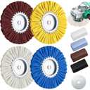 Amylove 8 Inch Airway Buffing Wheels Aluminum Wheel Polishing Kit in Diameter 5/8 Inch Arbor Hole, Polishing Compound and Metal Polish Kit for Angle Grinder(Mixed Color,9 Pcs)