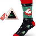 Christmas Socks Cute Cotton Holiday Vrew Socks Funky Mid Calf Socks with Exquisite Triangular Gift Box