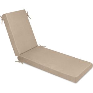 Memory Foam Outdoor Chaise Lounge Lawn Chair Cushion, 2 Pack, Beige
