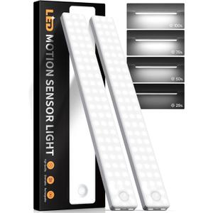 Auxoda Under Cabinet Lighting, 2 Pack Motion Sensor Light Indoor, Rechargeable Closet Lights Battery Operated, LED Lights for Bedroom, Wireless Dimmable Cabinet Lights (7000K White Light)