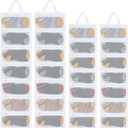 4 Pcs Sock Laundry Bag with Mesh & Zipper, Hanging Laundry Bags for Washing Machine, Adult & Kids Sizes, 28 Pockets, Clear