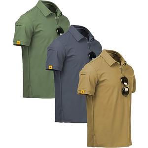 ZITY 3 Pack Mens Polo Shirt Short Sleeve Sports Performance Business Casual Golf Shirts for Men Collared Tactical T-Shirts L (Black, Brown, Light Green)