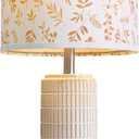 PoKat 23'' Dried Flowers Table Lamp for Bedroom Nightstands, Birthday Gifts for Women Mom, House Warming Gifts New Home Decor, Ceramic Lamp for Living Room Nursery, Modern Bedroom Lamp for Dresser