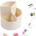 Desk Pencil Pen Holder, 3 Slots 360-Degree Spinning Organizers, Desktop Storage Stationery Supplies, Cute Cup Pot for Office, School, Art Supply, Kids - White
