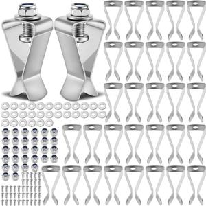 Hicarer 30 Set Window Well Cover Clips Outside 1.4 x 0.7 x 0.5 Inch Egress Window Well Covers Hardware Kit Basement Spring Clip with Screws Heavy Duty U Clip for Basement Window Well Cover Exterior