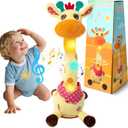 LUKETURE Dancing Giraffe Toy Stuffed Plush, Cute Interactive Talking Giraffe Gift for Girls Boys Kids, Musical Baby Toys Singing 10 Children's Song Repeats What You Say (Dancing Giraffe)