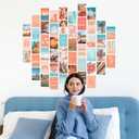 Artivo Peach Wall Collage Kit, Preppy Room Decor Aesthetic Pictures Wall Decor, Cute Picture Collage, Preppy Pictures for Wall, Teen Girls Room Decor, Cute BedroomWall Decor, 50 Set 4x6 in