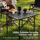 Portable Folding Camping Table, Carbon Steel Outdoor Table with Egg-Crate Design, Heavy Duty for Picnic BBQ Beach, Includes Carry Bag-Brown