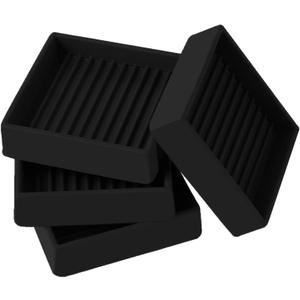 2x2 Square Rubber Furniture Caster Cups, Anti-Sliding Furniture Pads Bed Stopper Floor Protectors with Grip - Protect Any Flooring (4 Pcs Black)