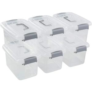 Readsky 5 L Clear Plastic Latch Box with Lids and Handle, 6 Packs