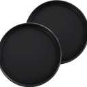 The HC Companies 13 Inch Terrazzo Round Plant Saucer, Lightweight UV-Resistant Plastic Outdoor & Indoor Flower Pot Tray, 2-Pack Plant Pot Trays for Garden & Home Decor, Black Onyx