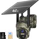 4G LTE Cellular Trail Cameras, Solar Powered Trail Camera with 2K 360 Live View, Motion Activated Game Camera, Built-in SIM Card, 4G Security Camera Outdoor with Color Night Vision (Green)