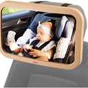 Lusso Gear Baby Backseat Mirror for Car. Largest and Most Stable Mirror with Premium Matte Finish, Crystal Clear View of Infant in Rear Facing Car Seat - Secure and Shatterproof (Tan)