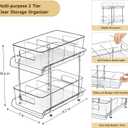 HIHEGD 2 Tier Bathroom Storage With Dividers, Clear Under Sink Pull Out Organizer for Kitchen Pantry, Medicine Cabinet