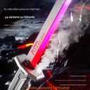 2 Pcs 31.5-inch Iridescent Lightsaber Blade with Hit-Sensitive Sound and Fog Effect | Type-C Charging | Perfect for Rave Parties, Cosplay, and Showcases (Black & Red Dual Pack)