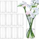 12Pcs Glass Cylinder Vases 8 Inch Tall Clear Flower Vases for Centerpieces Wedding Decoration, Hurricane Floating Candle Holder for Party Table Home Decor
