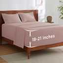 Bedsure Deep Pocket Queen Sheets Set - Fits Mattresses Up to 21 Inches Thick - 4 Piece GentleSoft Bed Sheets, Moisture Wicking, Soft & Cooling Bedsheet & Pillowcases, Easy & Secure Fit, Dusty Pink
