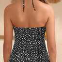 Women's Halter Tankini Top V Neck Swim Top Tummy Control Bathing Suit | Adjustable Straps, Removable Cups, Backless, Full lining, Dry Quickly, Full Torso Modesty Via Long Hem (M)