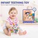 Baby Toys 6 to 12 Months, 5 In 1 Montessori Toys for 1 Year Old, Incl Travel Pull String Toy & Rattle Teether & Stacking Baby Block & Soft Infant Ring & Sensory Ball for Toddler 0-3-6-9-12 Month
