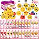 Valentines Day Gifts for Kids Classroom - 24Pcs Valentines Cards with Emoticon Plush KeyChains, Kids Teens School Valentines Exchange Cards Emotion Key Chains Party Favor Toys Carnival Prizes